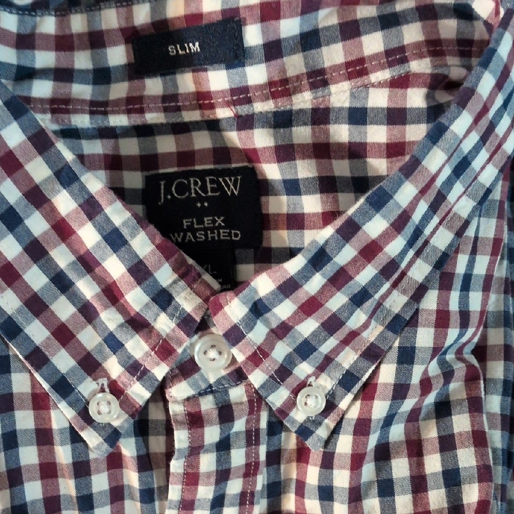 J. Crew Men's Casual Checkered Shirt - Red and Blue